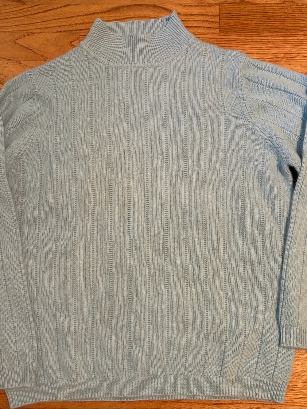 Charter Club Vintage Lambswool Angora Mock Neck Sweater Blue L